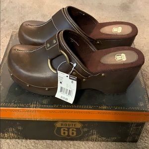 Size 8 Brown Route 66 Wedged Clogs